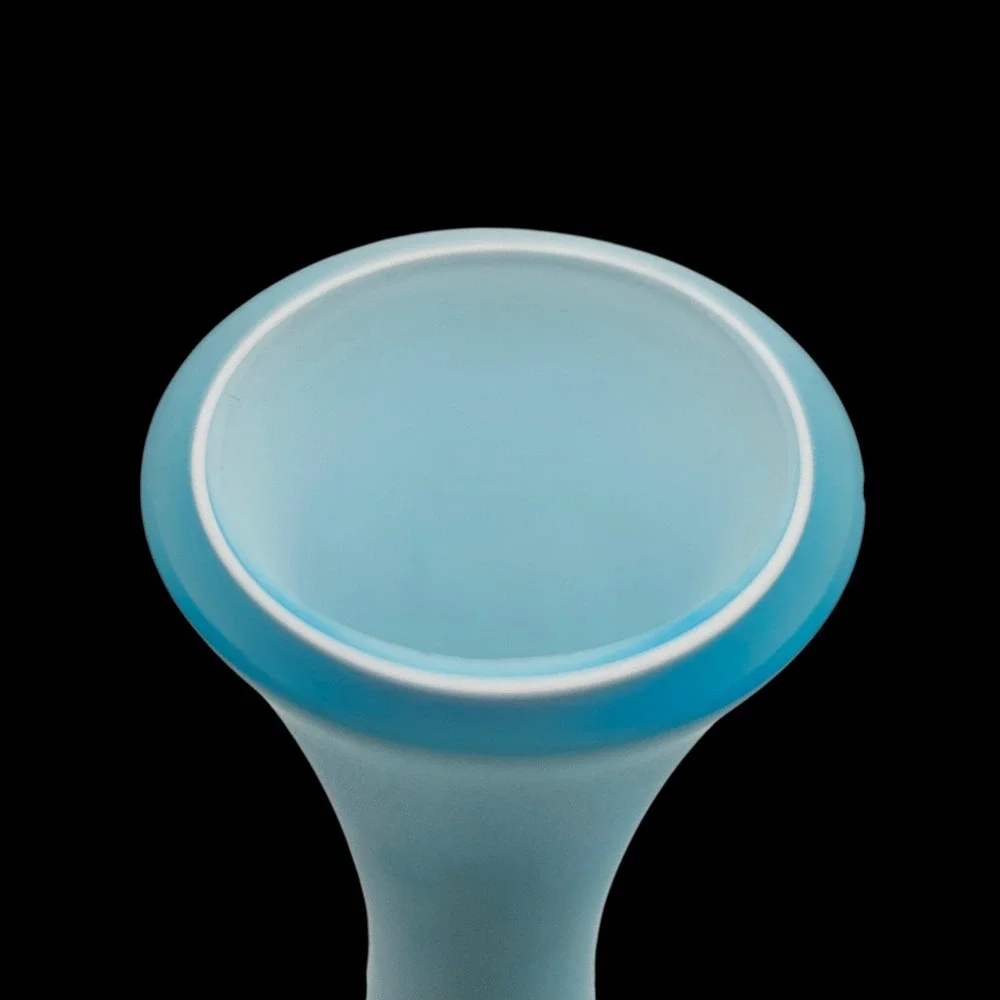 Vintage Pottery Barn Vase Frosted Glass Baby Light Blue Satin Cased 10.75